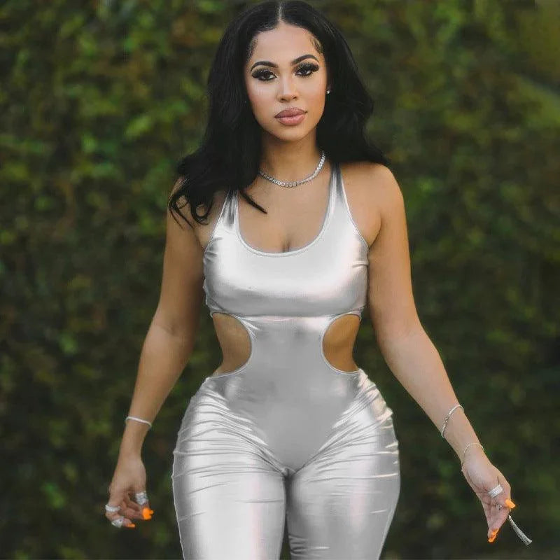 Maribel Women Winter Solid Color Leather Sexy Jumpsuits - Vestir en Moda