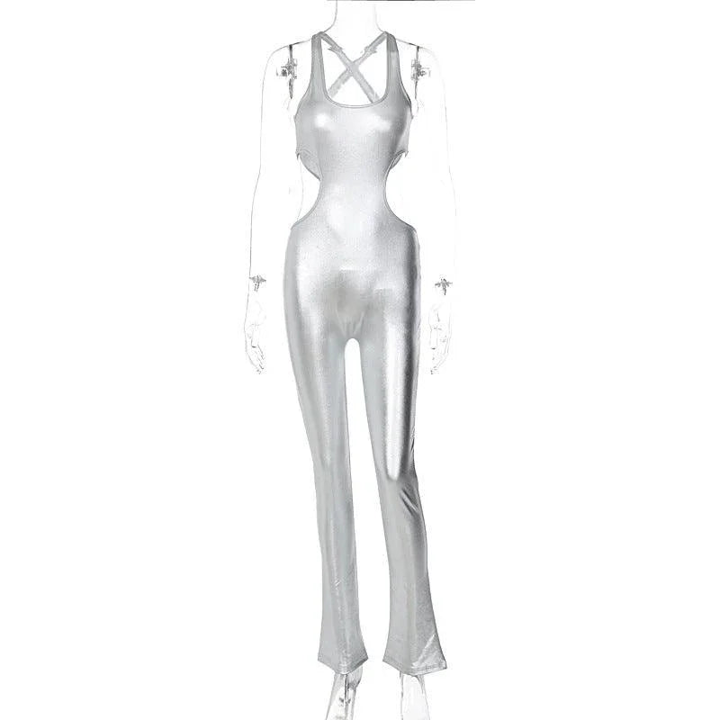 Maribel Women Winter Solid Color Leather Sexy Jumpsuits - Vestir en Moda