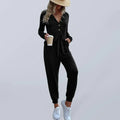 Marina Women Solid Color Button-up Front Waist Tie Jumpsuits - Vestir en Moda