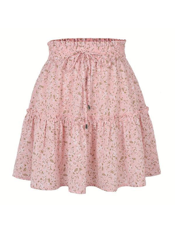 Marlee Solid Color Tiered Ruffle Waist Tie Mini Skirt - Vestir en Moda