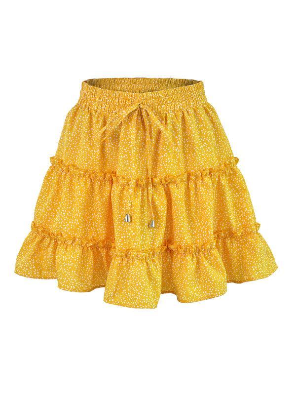 Marlee Solid Color Tiered Ruffle Waist Tie Mini Skirt - Vestir en Moda