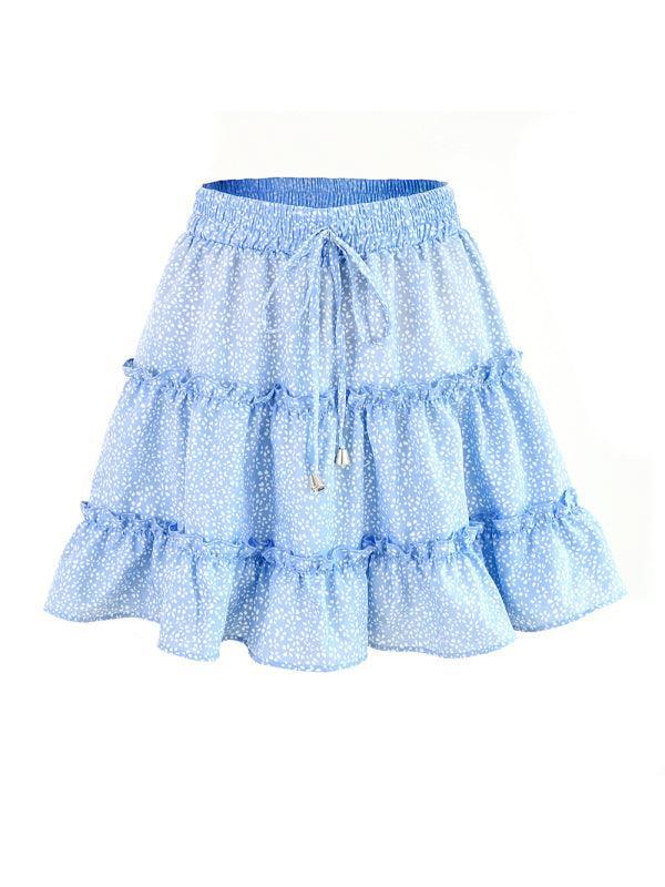 Marlee Solid Color Tiered Ruffle Waist Tie Mini Skirt - Vestir en Moda