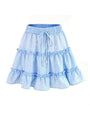 Marlee Solid Color Tiered Ruffle Waist Tie Mini Skirt - Vestir en Moda