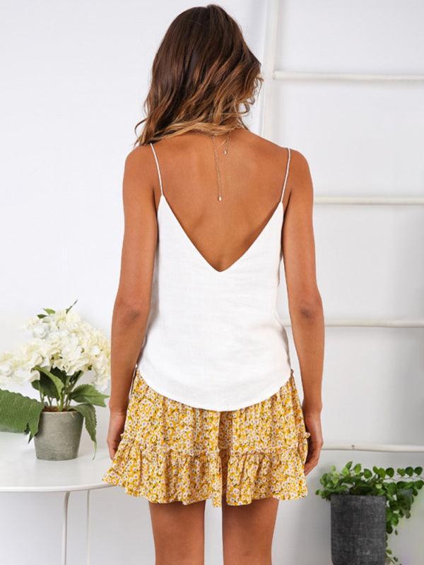 Marlee Solid Color Tiered Ruffle Waist Tie Mini Skirt - Vestir en Moda