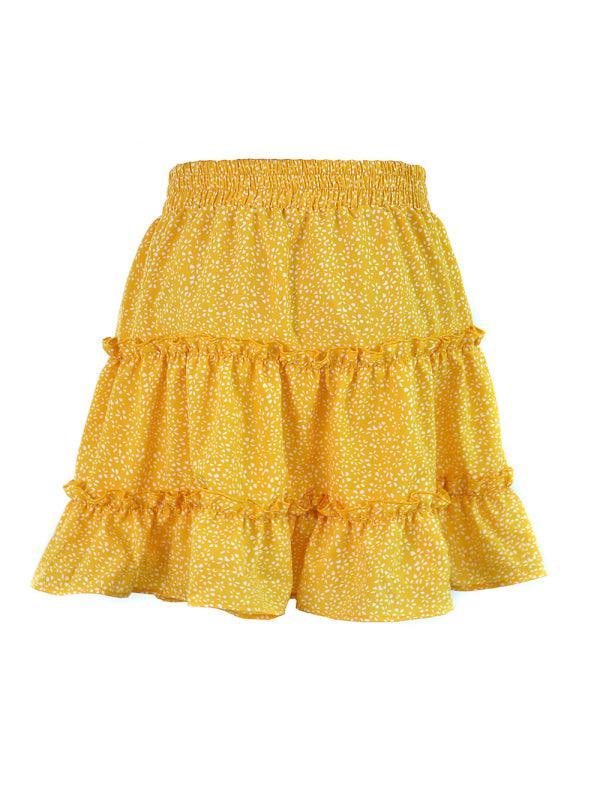 Marlee Solid Color Tiered Ruffle Waist Tie Mini Skirt - Vestir en Moda