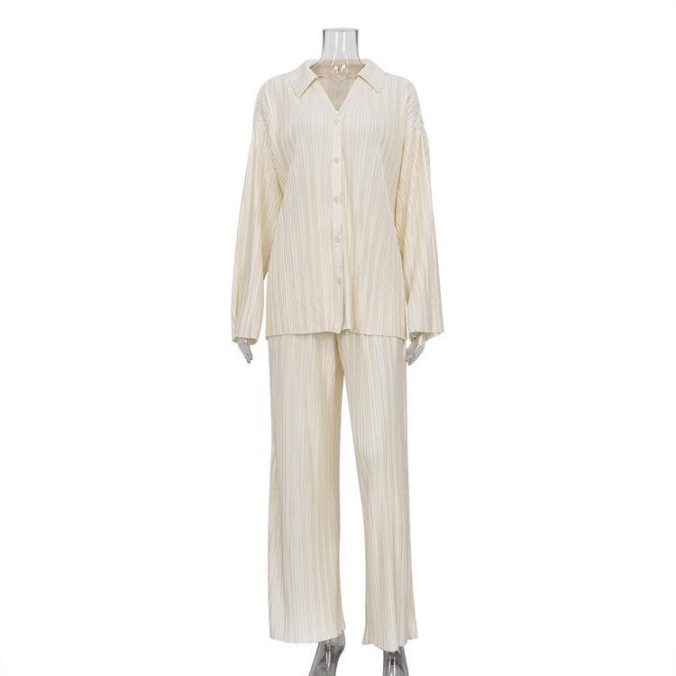 Marlee Solid Straight Casual Western Pleated Two Piece Set - Vestir en Moda