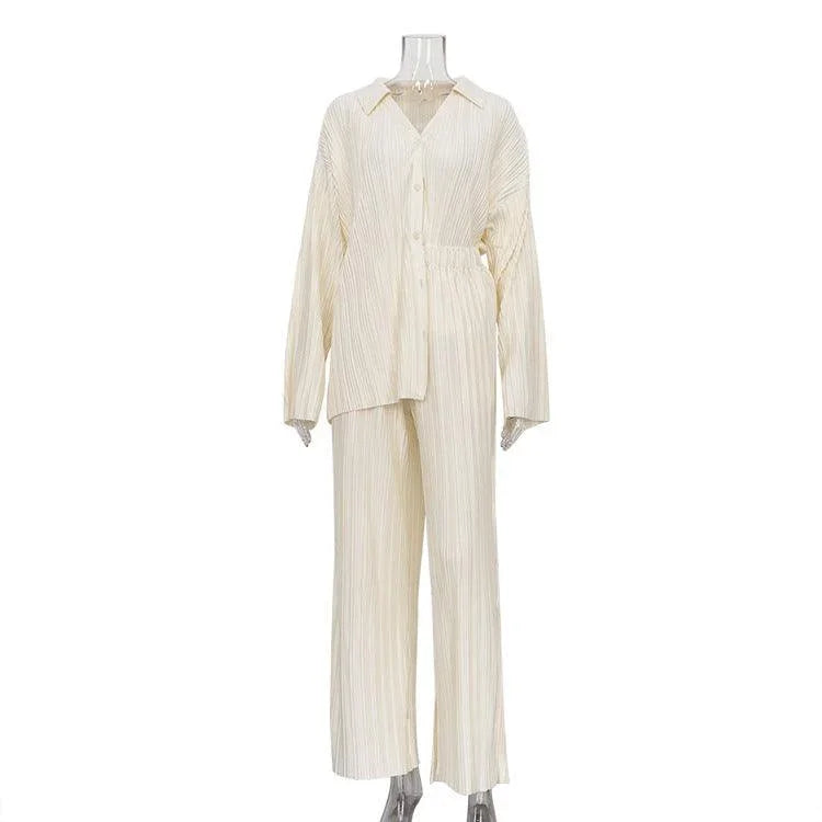 Marlee Solid Straight Casual Western Pleated Two Piece Set - Vestir en Moda
