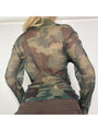 Martha Camouflage See Through Gauze Shirt - Vestir en Moda