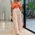 Martina Fashion V neck Printed Office Wide Women Clothing sets - Vestir en Moda