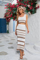Martina Striped Openwork Cropped Split Two Piece Set - Vestir en Moda