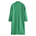 Mary Women Clothing Green Double Breasted Long Woolen Coat - Vestir en Moda