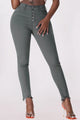 Maxiel Lightweight Fabric Button Fly Hem Detail Skinny Jeans - Vestir en Moda
