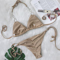 Maya Diamond Bikini Halter Solid Bathing Suits Lady Beachwear - Vestir en Moda
