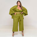 Maya Plus Size Vest Medium Long Trousers Fashion Solid Color Three Piece Set - Vestir en Moda