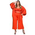Maya Plus Size Vest Medium Long Trousers Fashion Solid Color Three Piece Set - Vestir en Moda