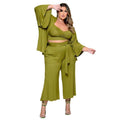 Maya Plus Size Vest Medium Long Trousers Fashion Solid Color Three Piece Set - Vestir en Moda
