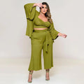 Maya Plus Size Vest Medium Long Trousers Fashion Solid Color Three Piece Set - Vestir en Moda
