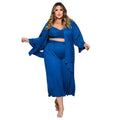 Maya Plus Size Vest Medium Long Trousers Fashion Solid Color Three Piece Set - Vestir en Moda