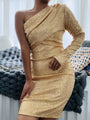 McDaniels Arrival Summer Mid-Waist Solid Color Office Sequined Midi Dress - Vestir en Moda