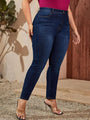 Melanie Plus Size Full Length High Waist Stretchy Pencil Curve Jeans - Vestir en Moda