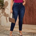 Melanie Plus Size Full Length High Waist Stretchy Pencil Curve Jeans - Vestir en Moda