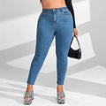 Melanie Plus Size Full Length High Waist Stretchy Pencil Curve Jeans - Vestir en Moda