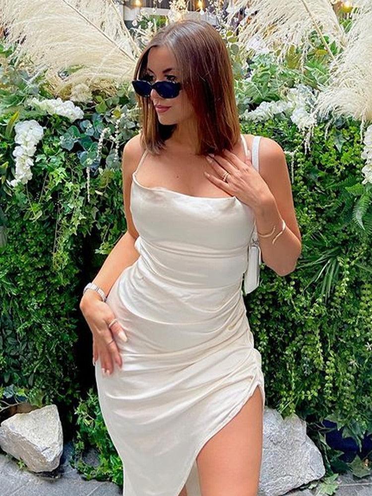 Melanie Satin Maxi Dresses Backless - Vestir en Moda