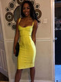 Meredith Sexy Fashion Neon Green Yellow Bandage Elegant Bodycon Dress - Vestir en Moda