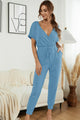 Merina Surplice Neck Tied Short Sleeve Jumpsuits - Vestir en Moda