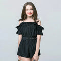 Meritxell Women Off Shoulder Slip Black Pink Sexy Rompers - Vestir en Moda