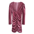 Mia Collar Pink Velvet Slim Pleated Long Sleeve Dress Women - Vestir en Moda