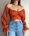 Mia Off Shoulder Long Sleeve Cropped Blouse - Vestir en Moda
