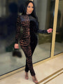 Mia Sexy Black Patchwork Long Sleeve Skinny Women Jumpsuit - Vestir en Moda