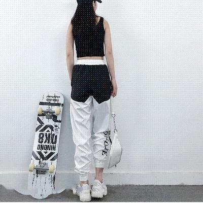 Michaela High Waist Letter Spliced Cargo Loose Sexy Pants - Vestir en Moda