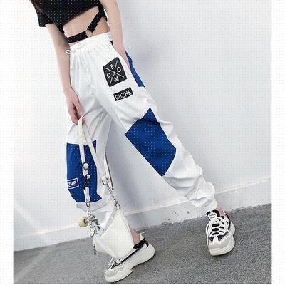 Michaela High Waist Letter Spliced Cargo Loose Sexy Pants - Vestir en Moda
