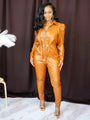 Mikela Modern Solid Zip Up PU Jumpsuits - Vestir en Moda