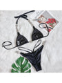 Miku Rhinestone Tie Wrap Wire Free Pure Color Bikinis - Vestir en Moda