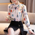 Mila Long Sleeve Printed Chiffon Elegant Blouse - Vestir en Moda