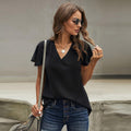 Mila Summer V neck Short Sleeve Pullover Blouse - Vestir en Moda