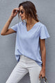 Mila Summer V neck Short Sleeve Pullover Blouse - Vestir en Moda