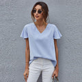 Mila Summer V neck Short Sleeve Pullover Blouse - Vestir en Moda