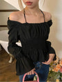 Milayah New Fashion Black Puff Sleeve Blouse - Vestir en Moda