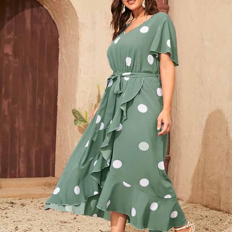 Millie Plus Size Simple Elastic Waist Printed - Vestir en Moda