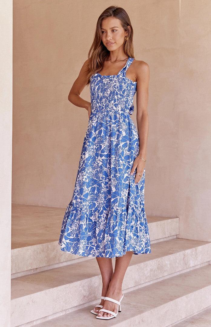 Miosotis Women Elegant Hollowing Criss Cross Print Dresses - Vestir en Moda