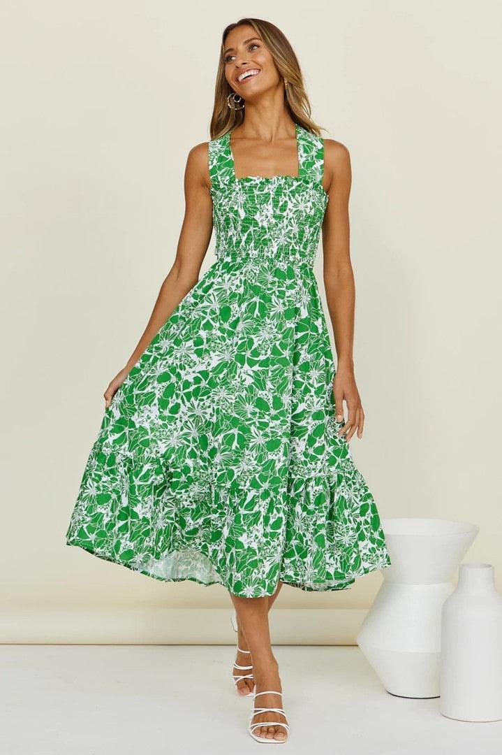Miosotis Women Elegant Hollowing Criss Cross Print Dresses - Vestir en Moda