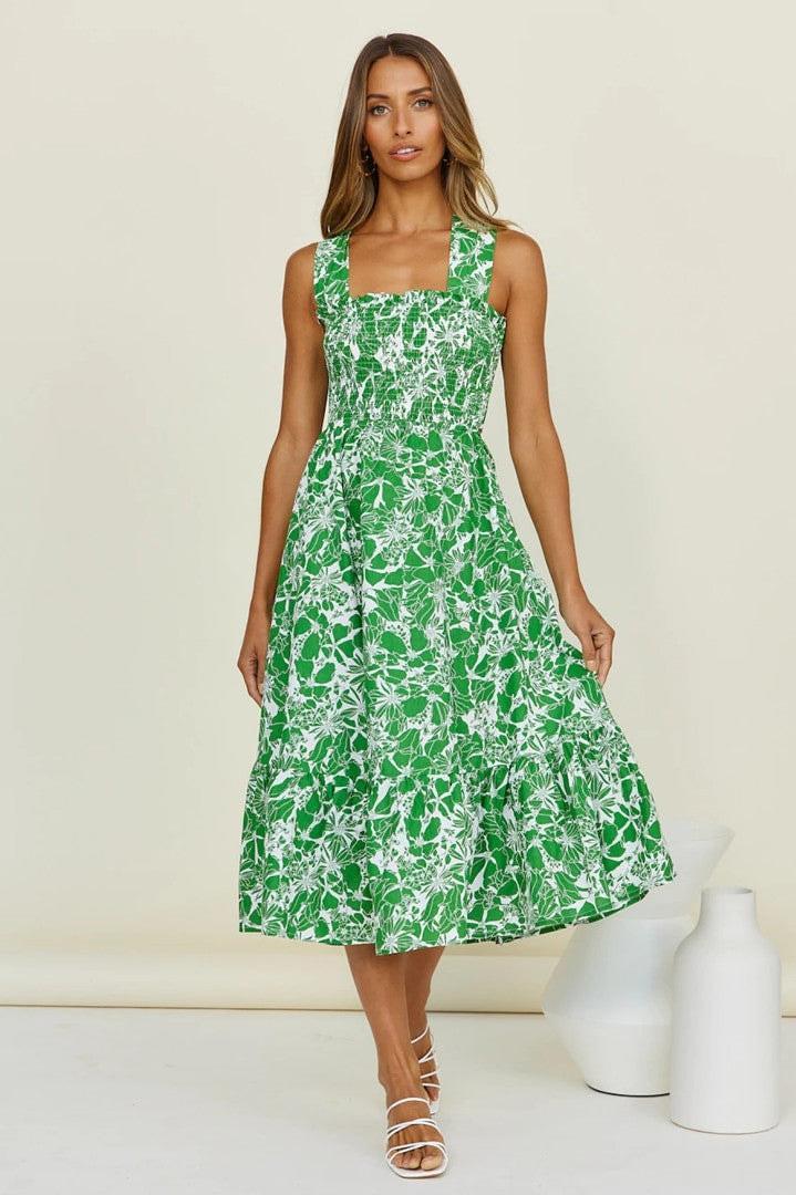 Miosotis Women Elegant Hollowing Criss Cross Print Dresses - Vestir en Moda