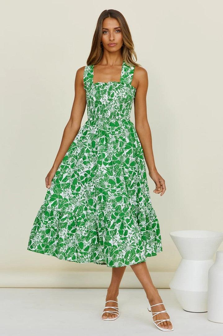 Miosotis Women Elegant Hollowing Criss Cross Print Dresses - Vestir en Moda