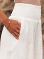 Monroe Solid Smocked Waist Side Seam Pockets Wide Leg Pants - Vestir en Moda