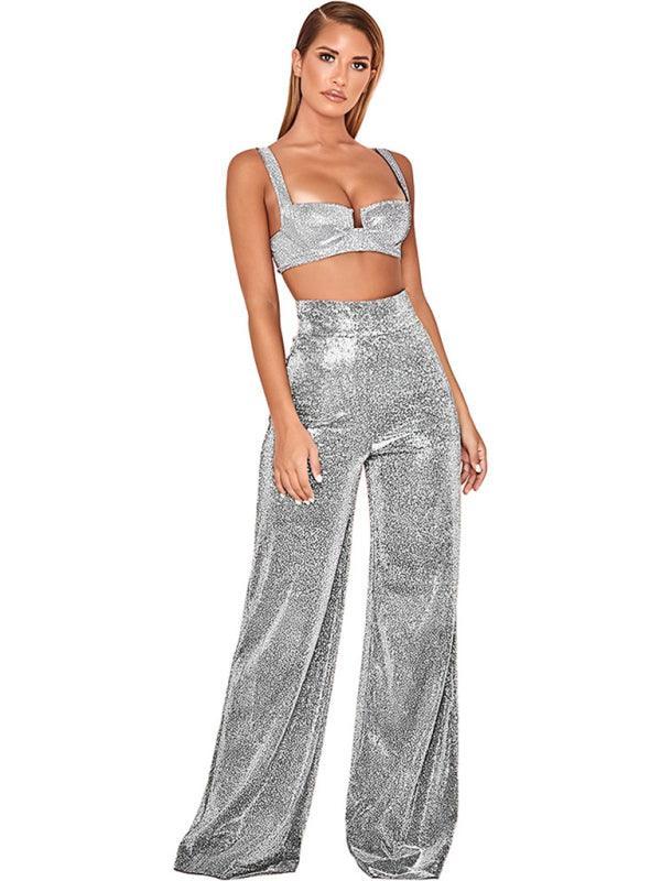 Nadia Hot Wide Leg High Waist Straight Ladies Casual Pants - Vestir en Moda