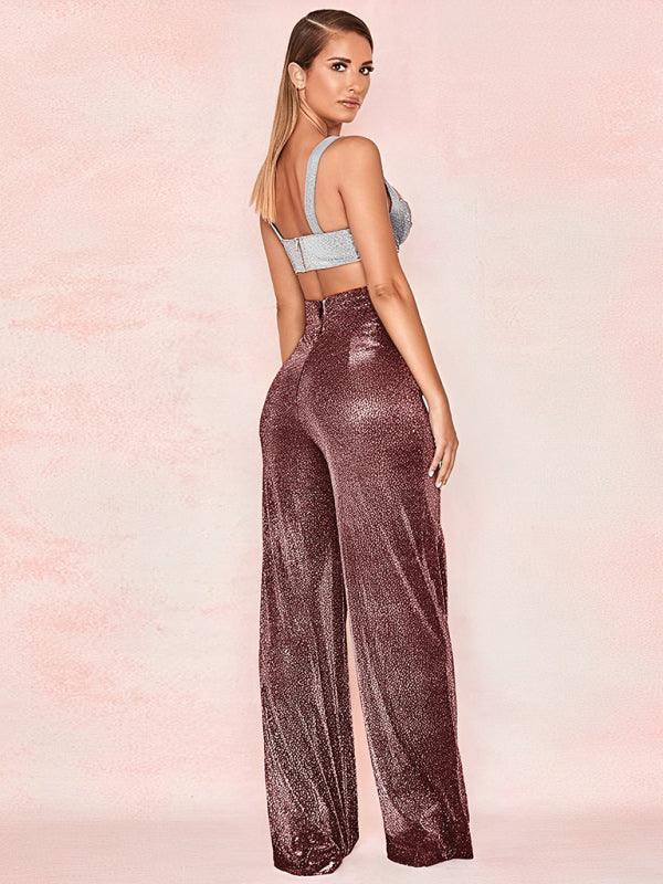 Nadia Hot Wide Leg High Waist Straight Ladies Casual Pants - Vestir en Moda